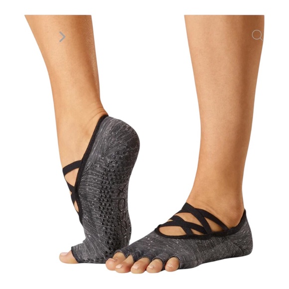Toesox NIP Elle Tec Half Toe Non-Slip Grip Socks Perform Static Gray Medium - Picture 1 of 8